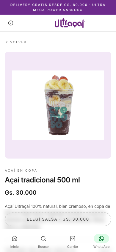 Ultraçaí: producto con opciones